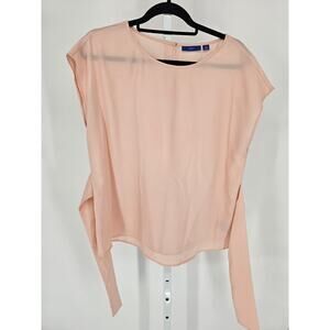 Apt 9 Womens Sz M Short Sleeve Tie Back Blouse Light Pink Lightweight